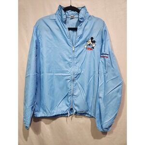 Vintage Walt Disney Productions Mickey Mouse Light Blue Windbreaker Jacket Large
